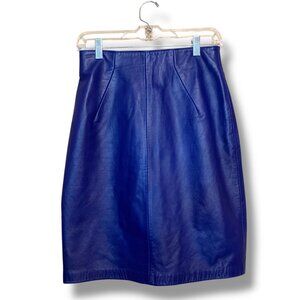 Vintage Michael Hoban Leather Blue Pencil Sz 29 Y2K Glam Indie Festival